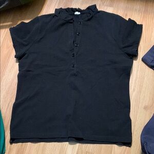 J Crew large Black Button-Up Short Sleeve Top